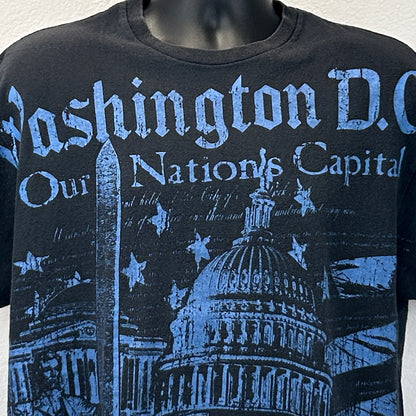 Washington DC Nations Capital T Shirt USA Monuments Black Graphic Tee XL X-Large