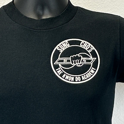 Vintage 80s Tae Kwon Do T Shirt Sung Cho Taekwondo Sarasota Black S Small