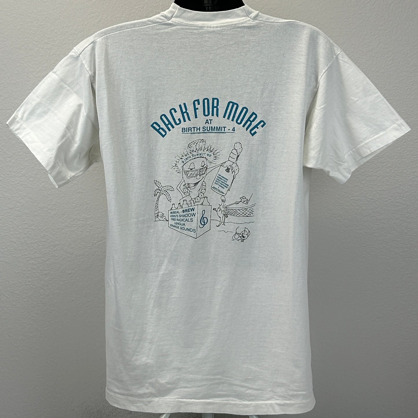 Vintage 90s Birth Summit Free Radicals T Shirt Funny Sperm White USA XL X-Large