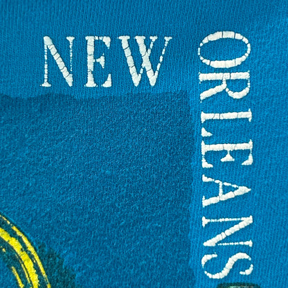 Vintage 80s New Orleans Jazz Trumpet T Shirt NOLA Brass Band USA Blue S Small