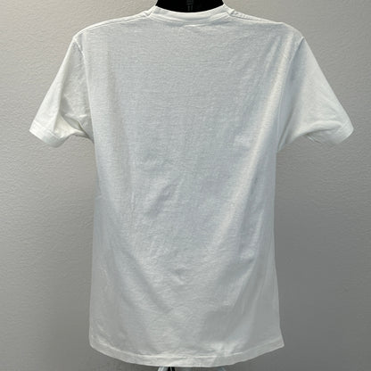 复古哈雷戴维森手绘 T 恤男式中号摩托车骑手白色