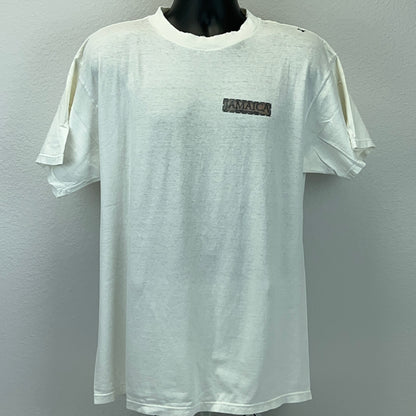 复古做旧牙买加 Irie 之地 T 恤男式加大码 90 年代 T 恤白色