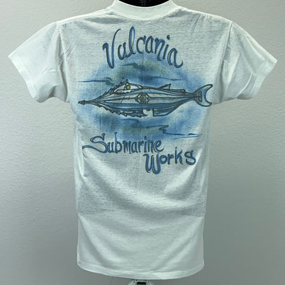 Vintage 80s Captain Nemo Submarine T Shirt Vulcania Disneyland USA White S Small