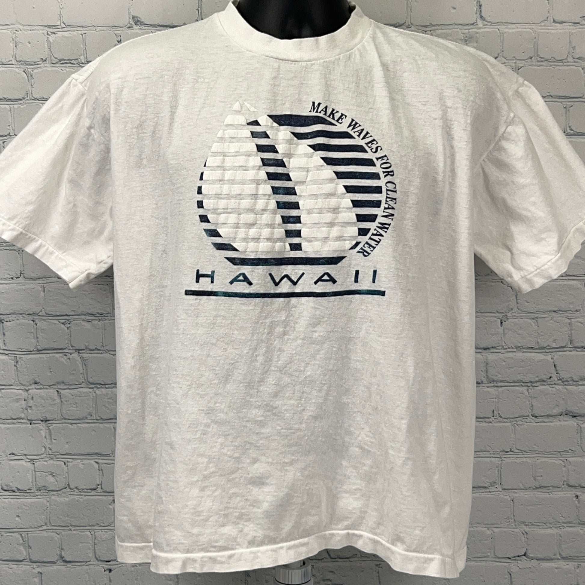 Vintage 80s Make Waves For Clean Water Hawaii T Shirt White Sailing Mens M Medium - Neon Vintage