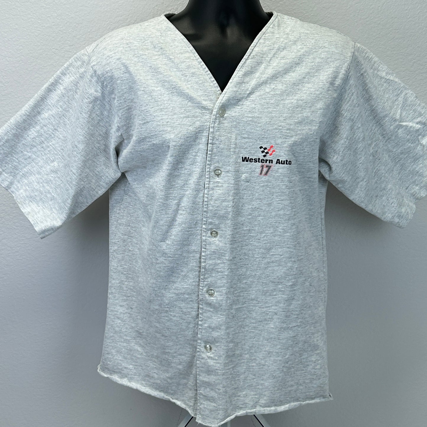 Camiseta vintage de NASCAR de Darrell Waltrip para hombre, talla mediana 17, estilo Western Auto, años 90, EE. UU., gris