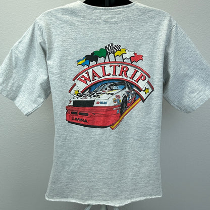 Camiseta vintage de NASCAR de Darrell Waltrip para hombre, talla mediana 17, estilo Western Auto, años 90, EE. UU., gris