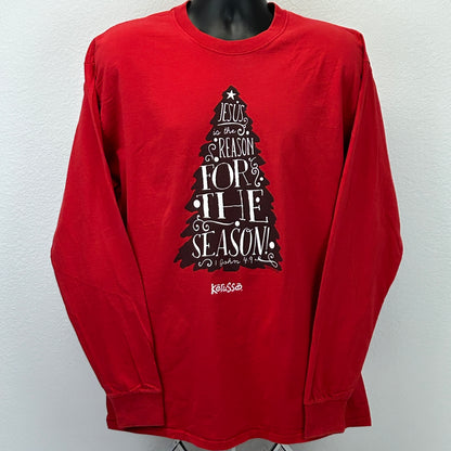 耶稣基督季节原因 T 恤男式加大码 Kerusso 圣诞节长袖 T 恤红色
