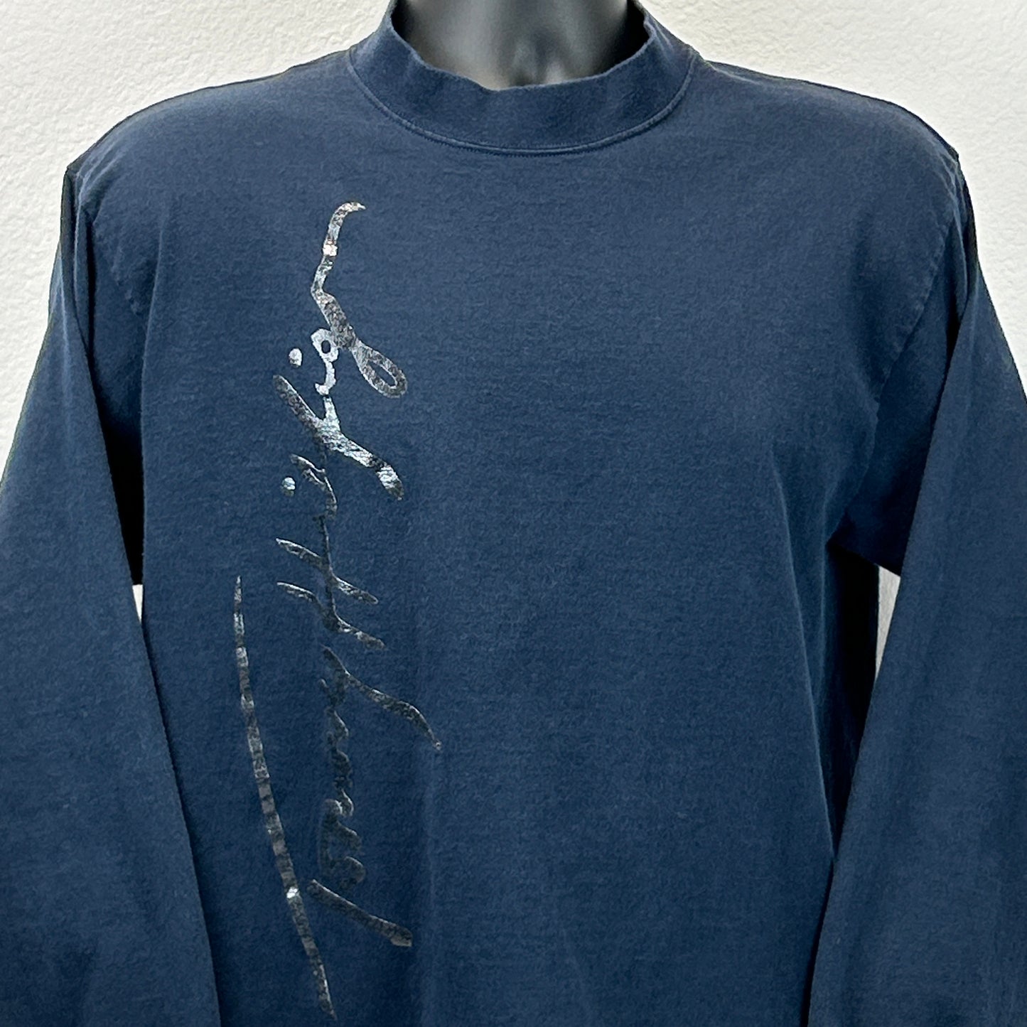 Vintage Tommy Hilfiger T Shirt Mens M Medium Blue 90s Long Sleeve Spell Out USA