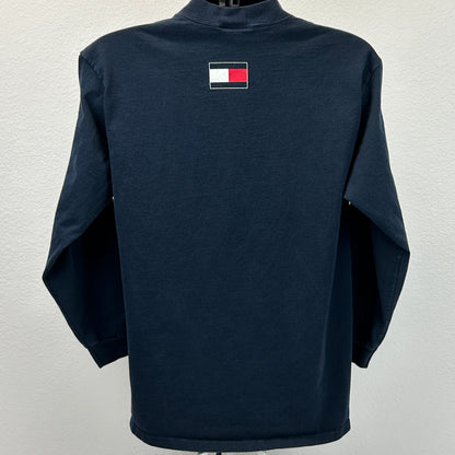 Vintage Tommy Hilfiger T Shirt Mens M Medium Blue 90s Long Sleeve Spell Out USA
