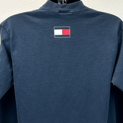 Vintage Tommy Hilfiger T Shirt Mens M Medium Blue 90s Long Sleeve Spell Out USA