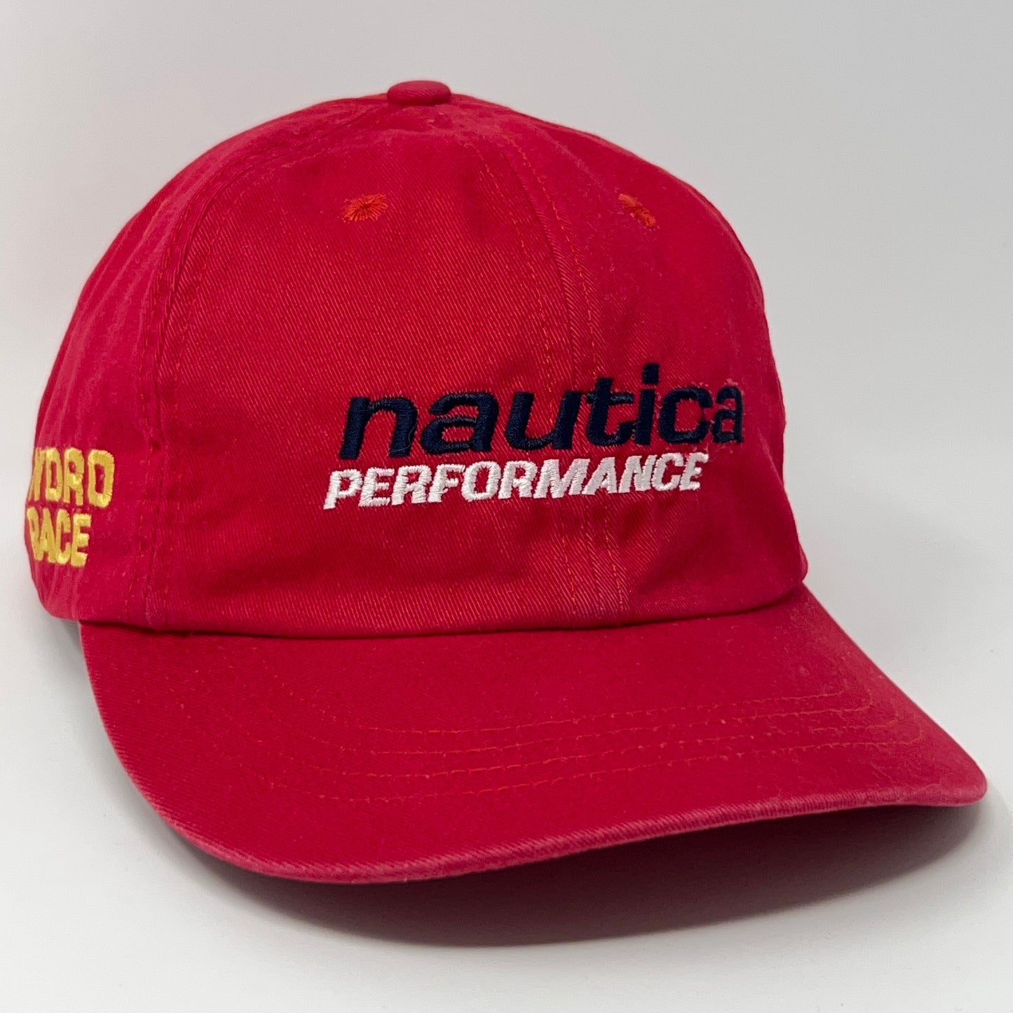 Vintage 90s Nautica Performance Hydro Race Dad Hat Baseball Cap Strapback Red