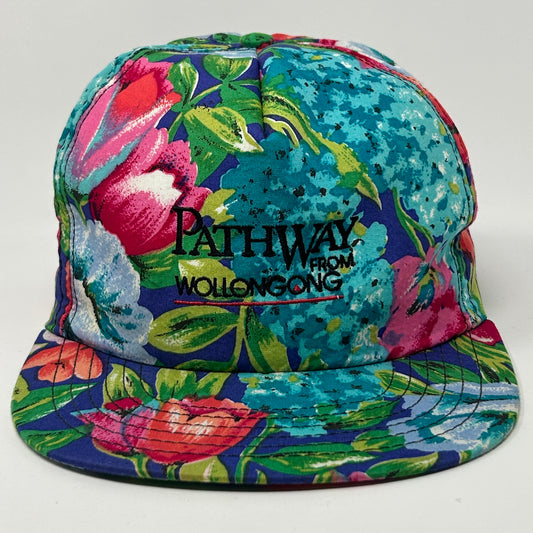 Vintage Pathway From Wollongong Group Cap Baseball Hat TWG Floral Blue Snapback