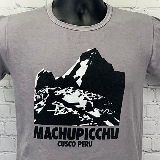 Machu Picchu Vintage 80s Camiseta Pequeña Cusco Perú Machupicchu Inca Camiseta Hombre Azul