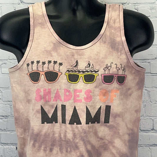 Camiseta sin mangas vintage de los años 80 con gafas de sol pequeñas para hombre, color blanco, de Shades of Miami Florida
