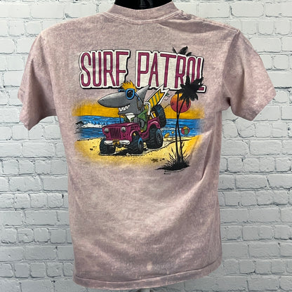 Vintage 80s Surf Patrol Shark T Shirt Surfer Surfing Made In USA Beige M Medium