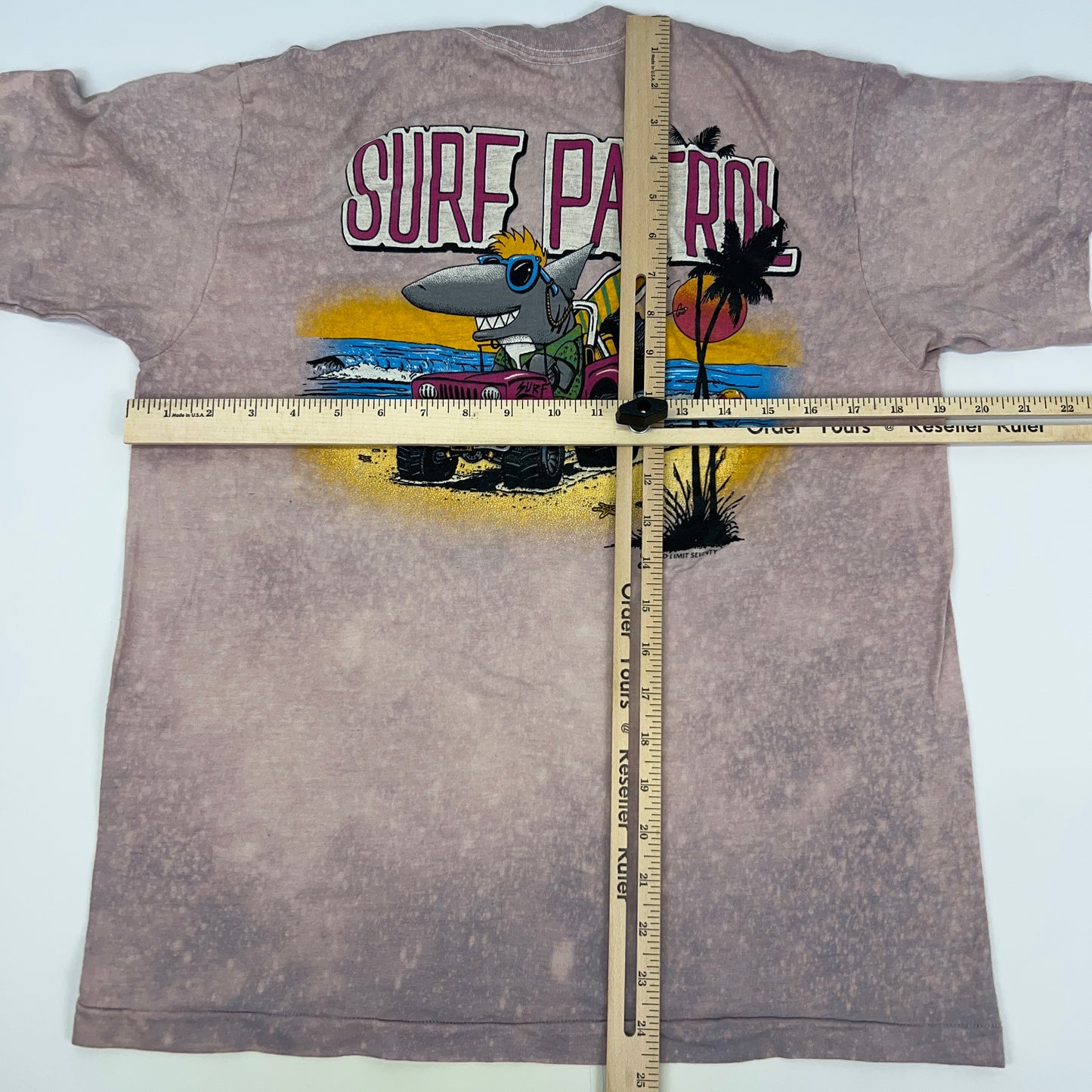 Vintage 80s Surf Patrol Shark T Shirt Surfer Surfing Made In USA Beige M Medium