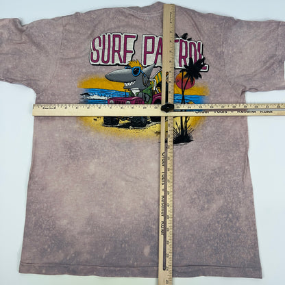 Vintage 80s Surf Patrol Shark T Shirt Surfer Surfing Made In USA Beige M Medium