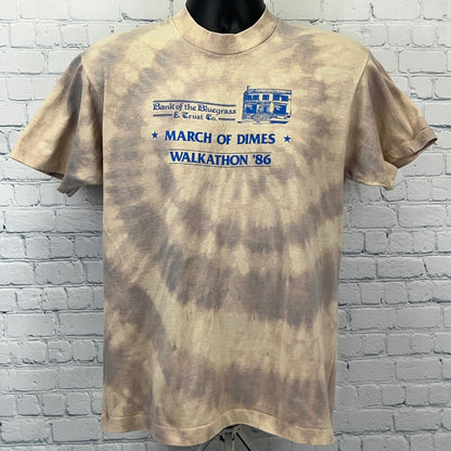 Vintage 80s March of Dimes Walkathon T Shirt Bank of the Bluegrass Beige L Large