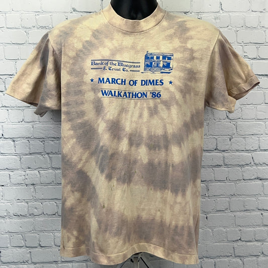 Vintage 80s March of Dimes Walkathon T Shirt Bank of the Bluegrass Beige L Large