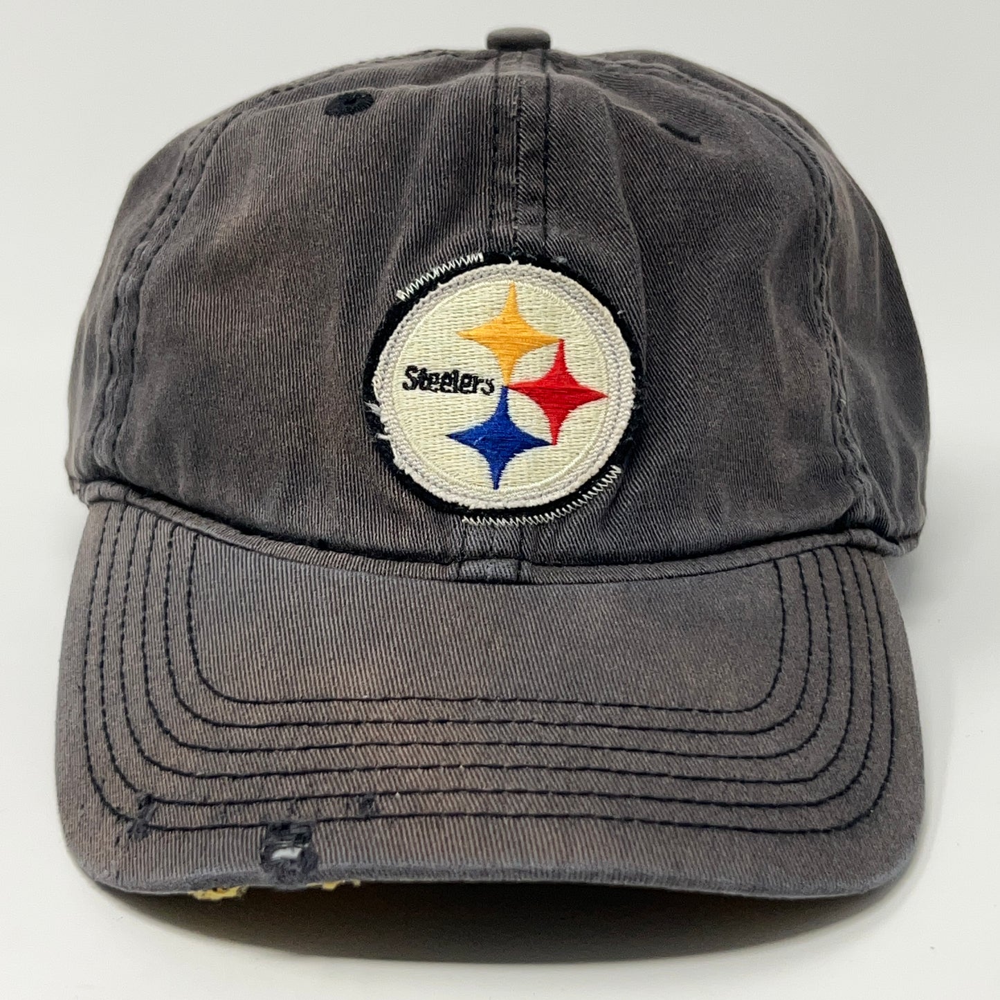 Distressed Pittsburgh Steelers Hat Baseball Cap Black Old Orchard Beach L/XL - Neon Vintage