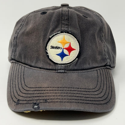 Distressed Pittsburgh Steelers Hat Baseball Cap Black Old Orchard Beach L/XL - Neon Vintage