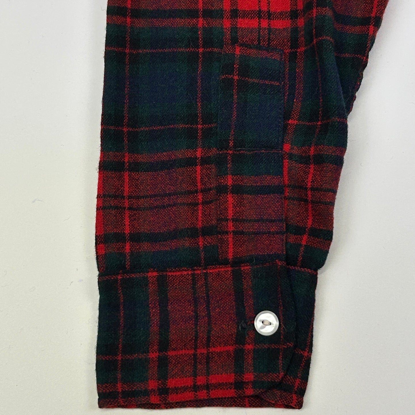 Vintage 60s Woolrich Plaid Flannel Button Front Shirt Red Wool Blend M Medium