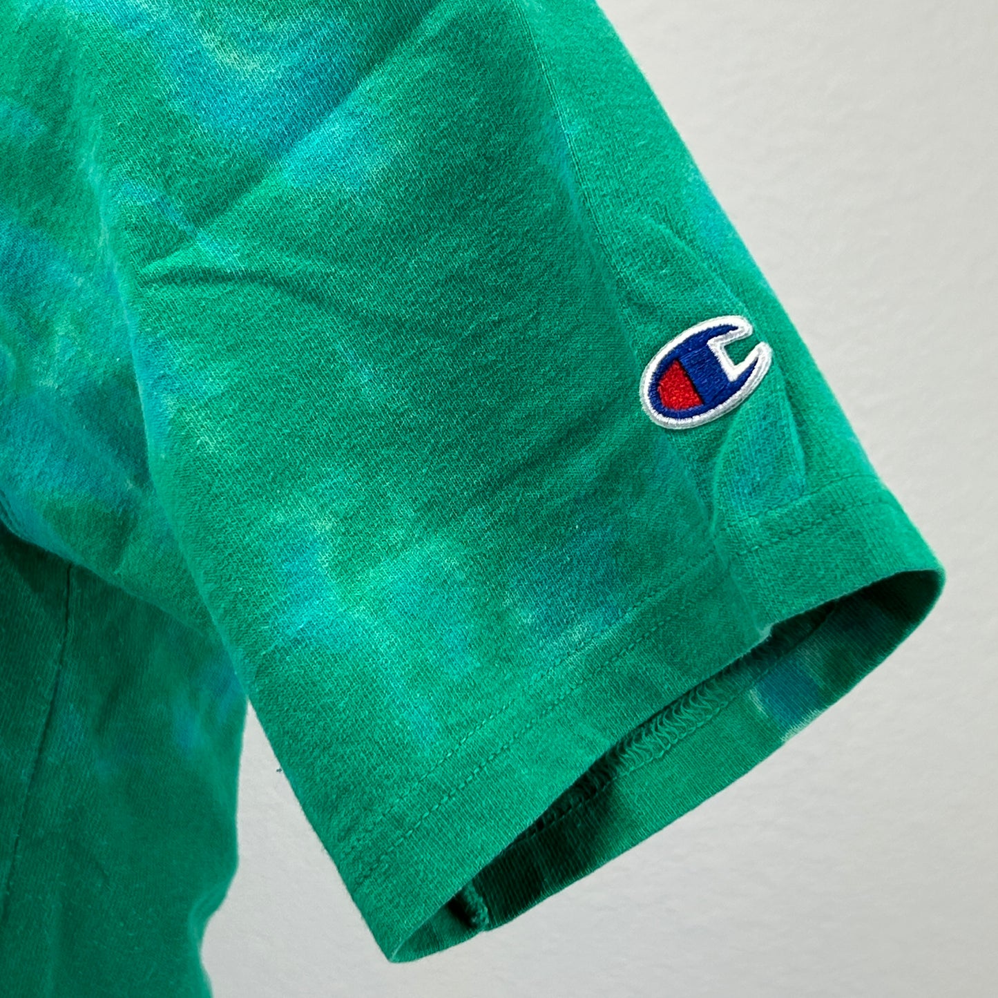 Champion Tie Dye T Shirt Mens S Small Green Big Logo Streetwear Skater Skating