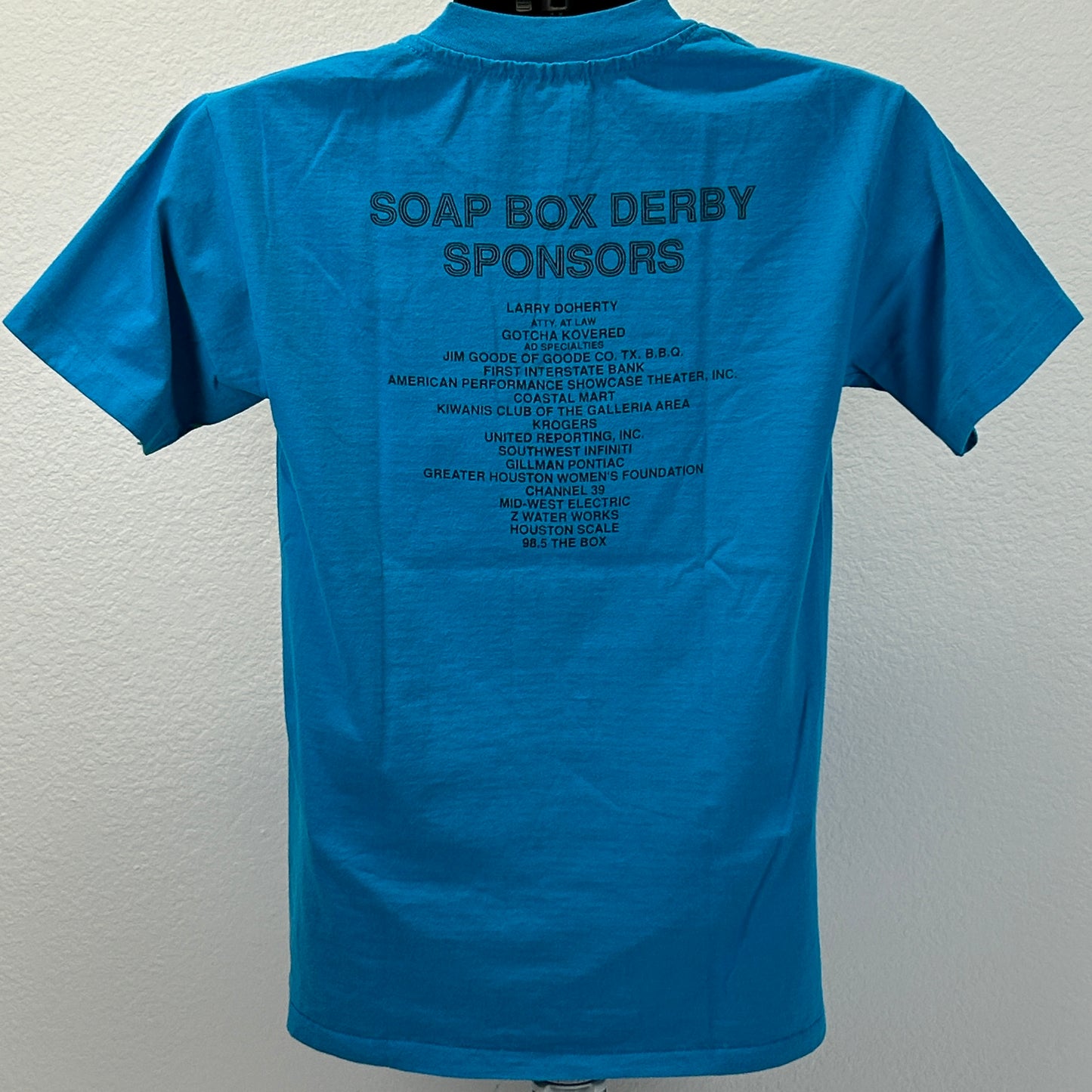复古肥皂盒德比 T 恤小号休斯顿德克萨斯州 90 年代美国制造 T 恤男式蓝色
