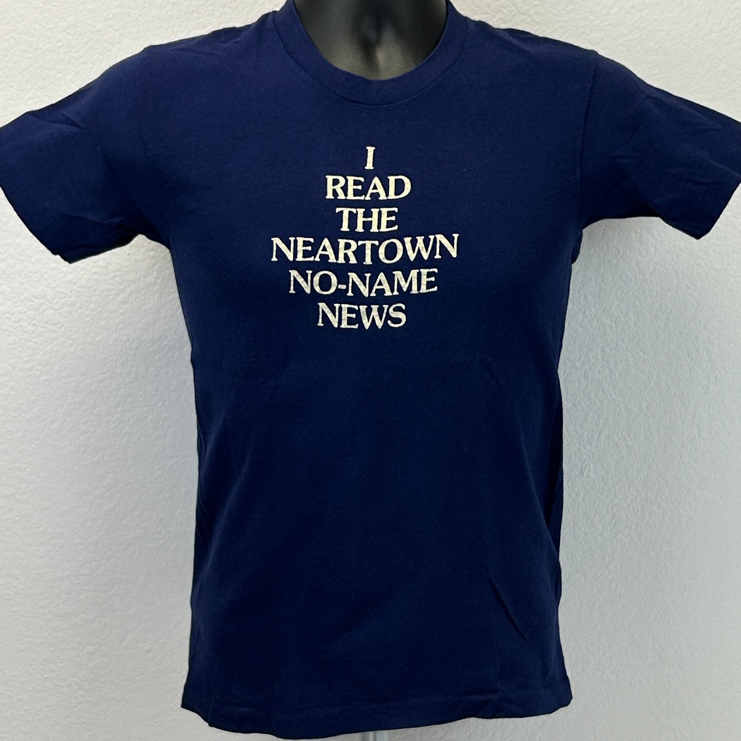 Camiseta vintage Neartown No Name News, talla extra pequeña, años 70, para hombre, color azul