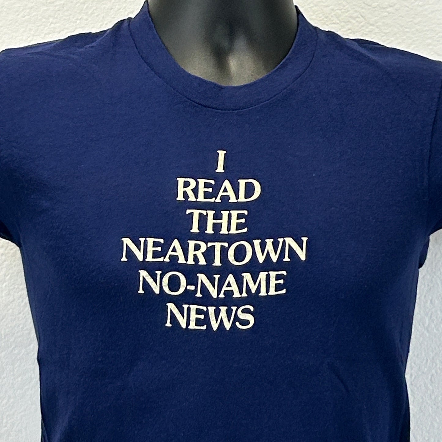 Camiseta vintage Neartown No Name News, talla extra pequeña, años 70, para hombre, color azul