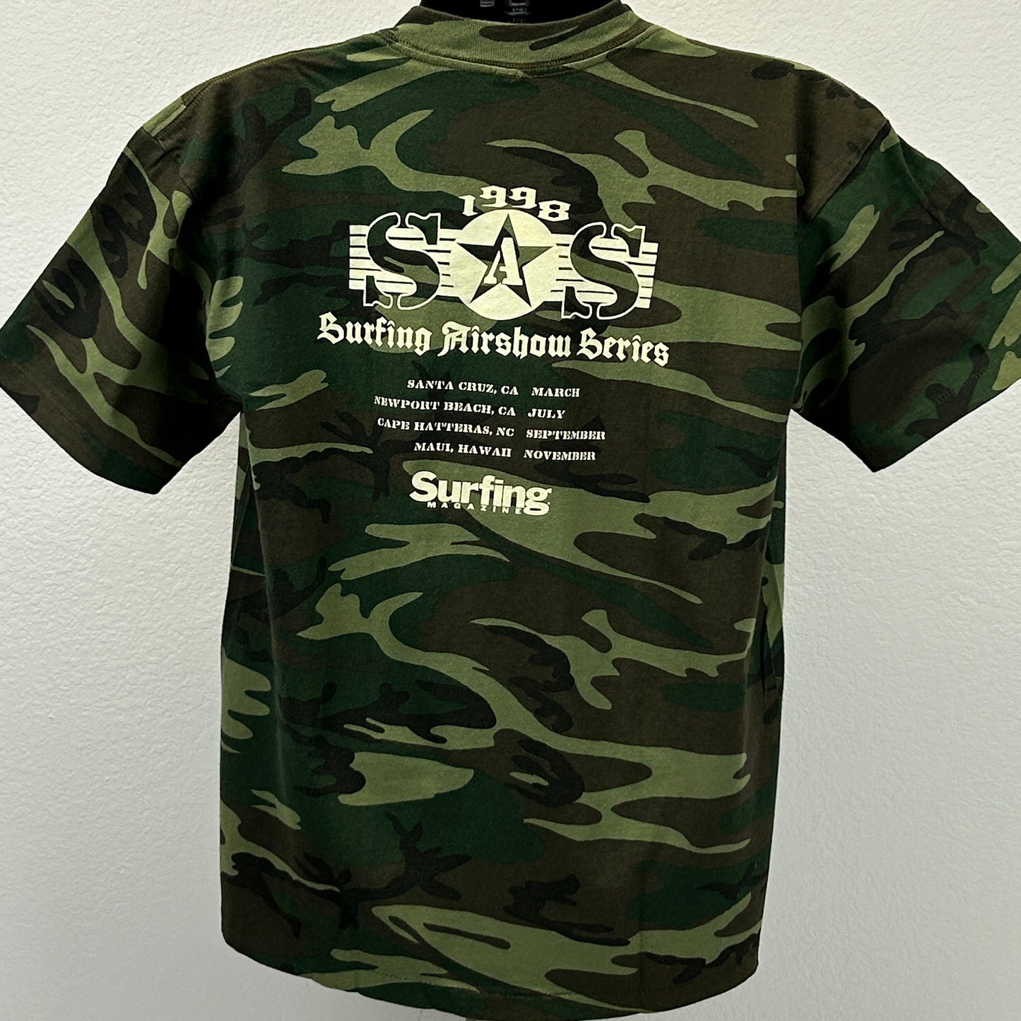 Vintage SAS Surfing Magazine Airshow Series T Shirt Mens Large Green 90s Surfer