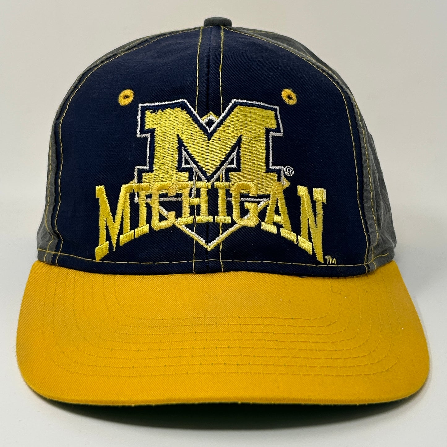 Vintage 90s Michigan Wolverines Hat Baseball Cap The Game NCAA Blue Snapback