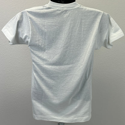 Camiseta vintage NADY Systems con amplificador de bajo y micrófono, años 80, para hombre, color blanco