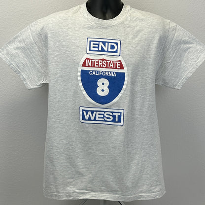 Interstate 8 California T Shirt Mens L Large Gray Vintage 90s San Diego Highway