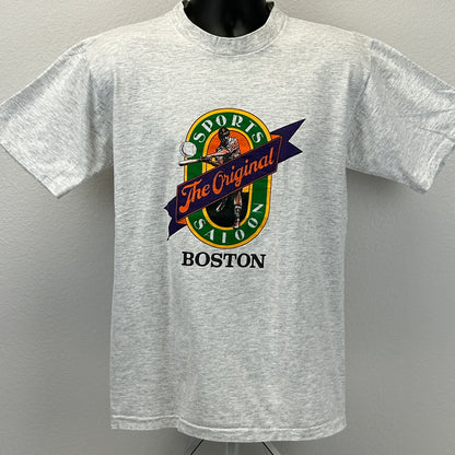 Original Sports Saloon Boston T Shirt Mens L Large Gray Vintage 90s Baseball USA