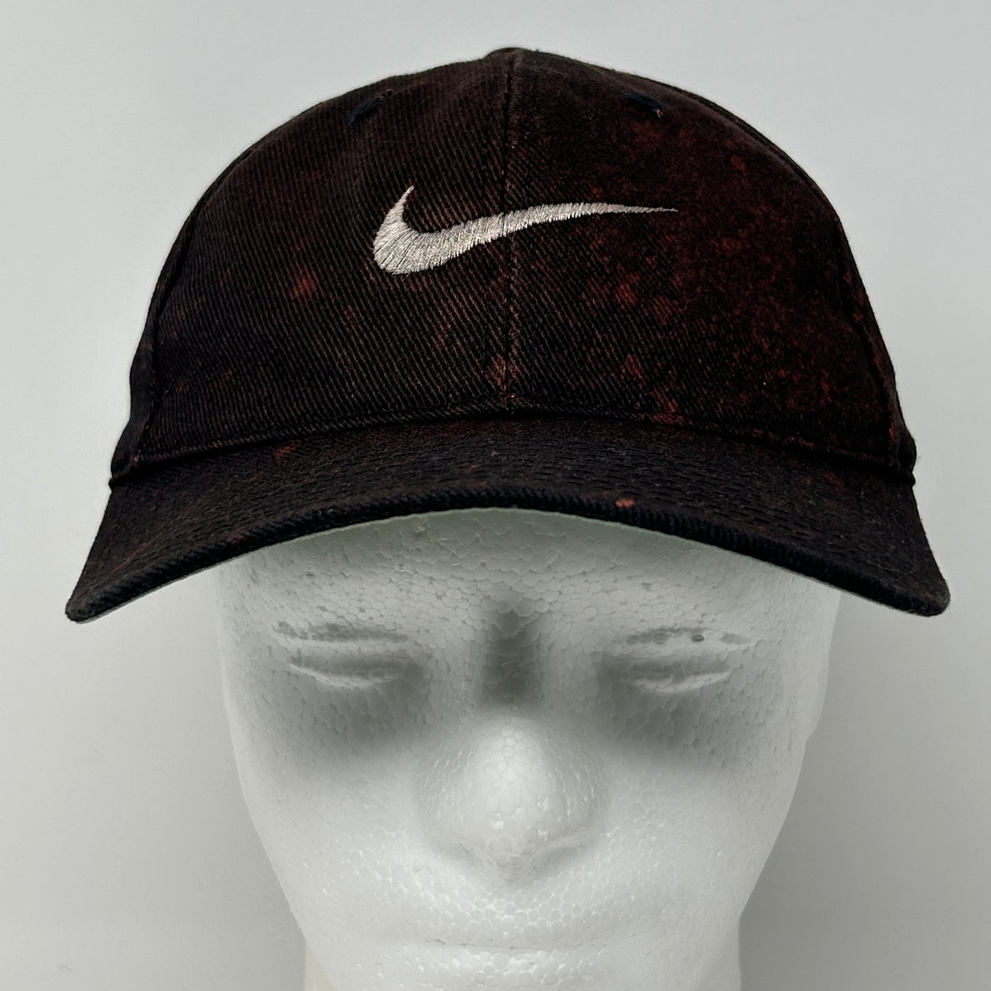 Vintage 90s Distressed Nike Center Swoosh Hat Cap Logo Snapback 6 Panel Black - Neon Vintage