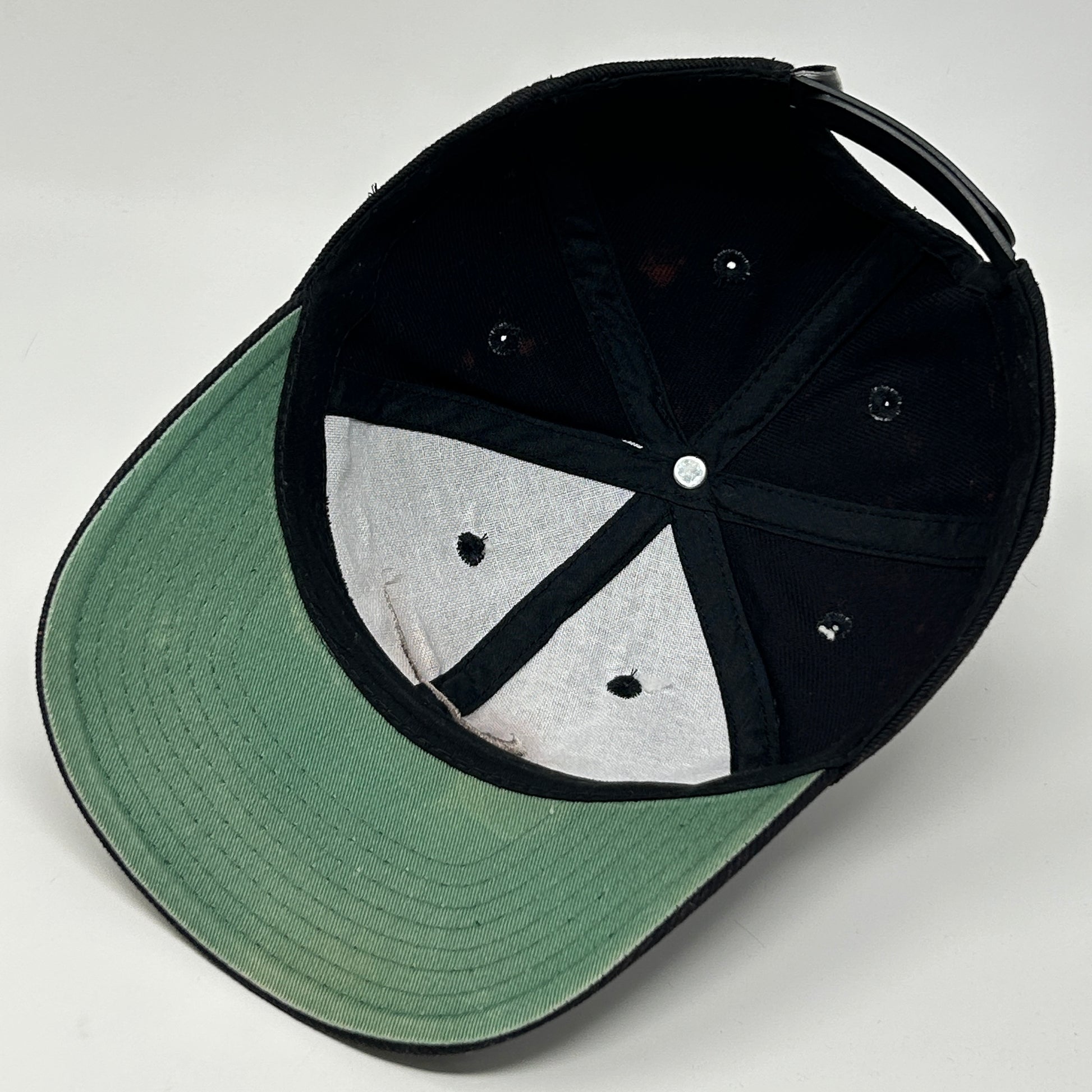 Vintage 90s Distressed Nike Center Swoosh Hat Cap Logo Snapback 6 Panel Black - Neon Vintage