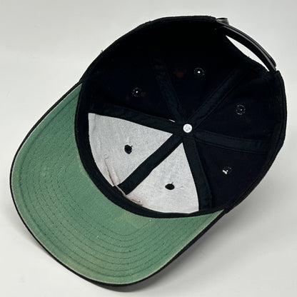 Vintage 90s Distressed Nike Center Swoosh Hat Cap Logo Snapback 6 Panel Black - Neon Vintage