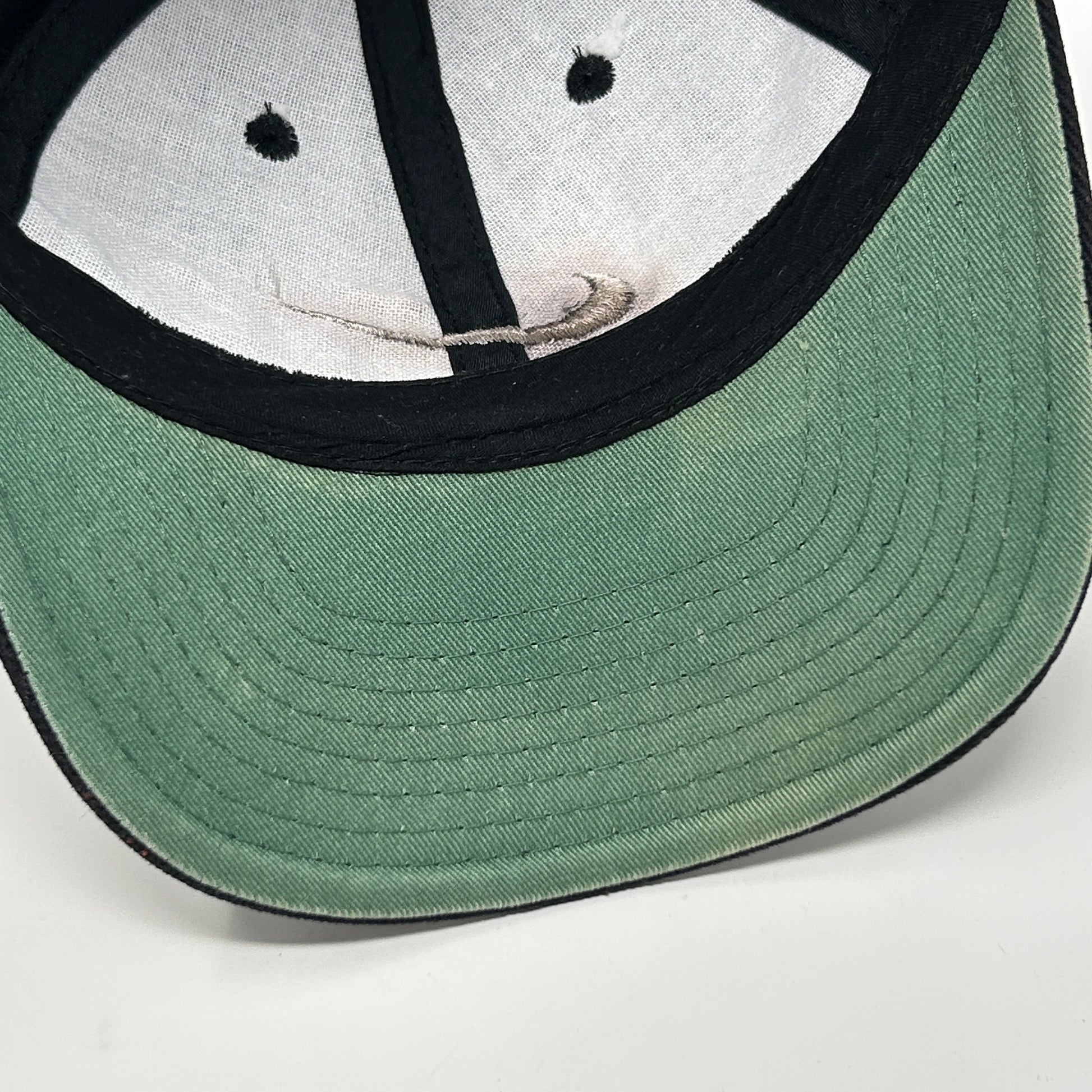 Vintage 90s Distressed Nike Center Swoosh Hat Cap Logo Snapback 6 Panel Black - Neon Vintage