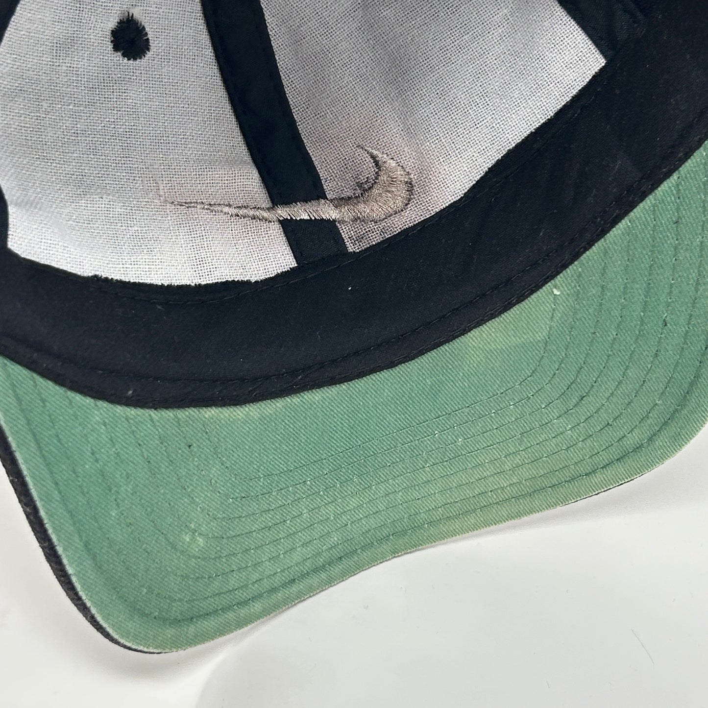 Vintage 90s Distressed Nike Center Swoosh Hat Cap Logo Snapback 6 Panel Black - Neon Vintage