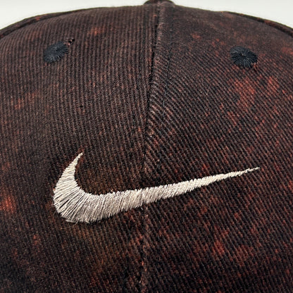 Vintage 90s Distressed Nike Center Swoosh Hat Cap Logo Snapback 6 Panel Black - Neon Vintage