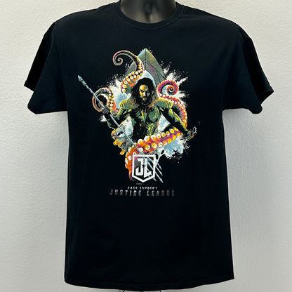 Camiseta de la Liga de la Justicia de Zack Snyder Aquaman para hombre, talla mediana, Jason Momoa, DC, color negro