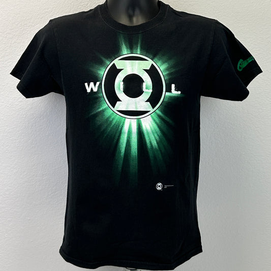 Camiseta de hombre Green Lantern Will con grafiti pequeño, cómic DC Comics 2009, color negro