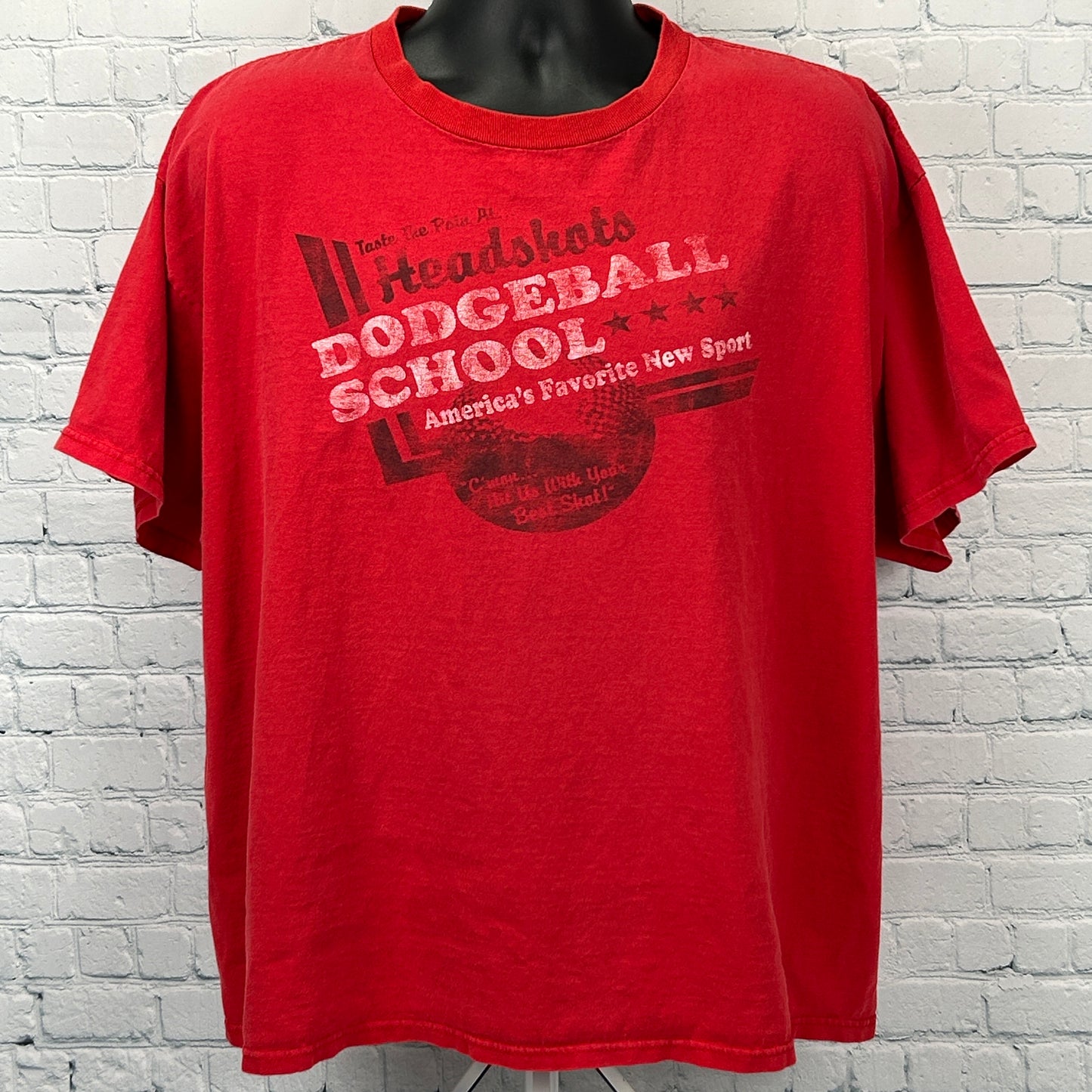 Vintage 90s Headshots Dodgeball School T Shirt Giant Red Tee Mens XXL 2XL - Neon Vintage