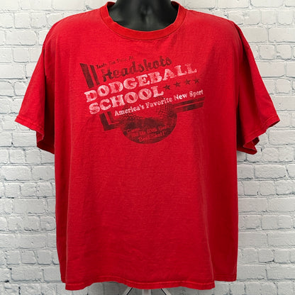 Vintage 90s Headshots Dodgeball School T Shirt Giant Red Tee Mens XXL 2XL - Neon Vintage