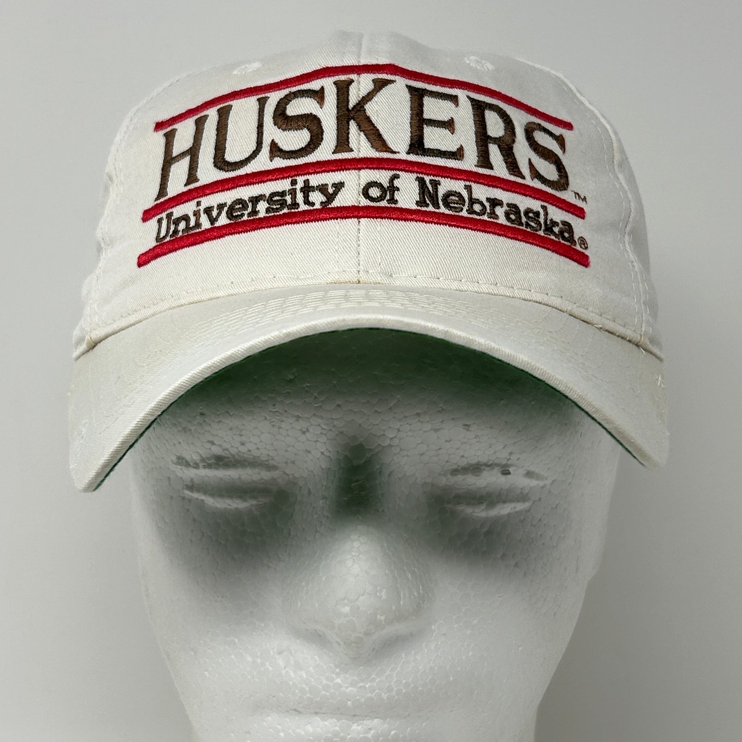 Vintage 90s Nebraska Cornhuskers Hat Cap UNL 3 Bar Line The Game Snapback White