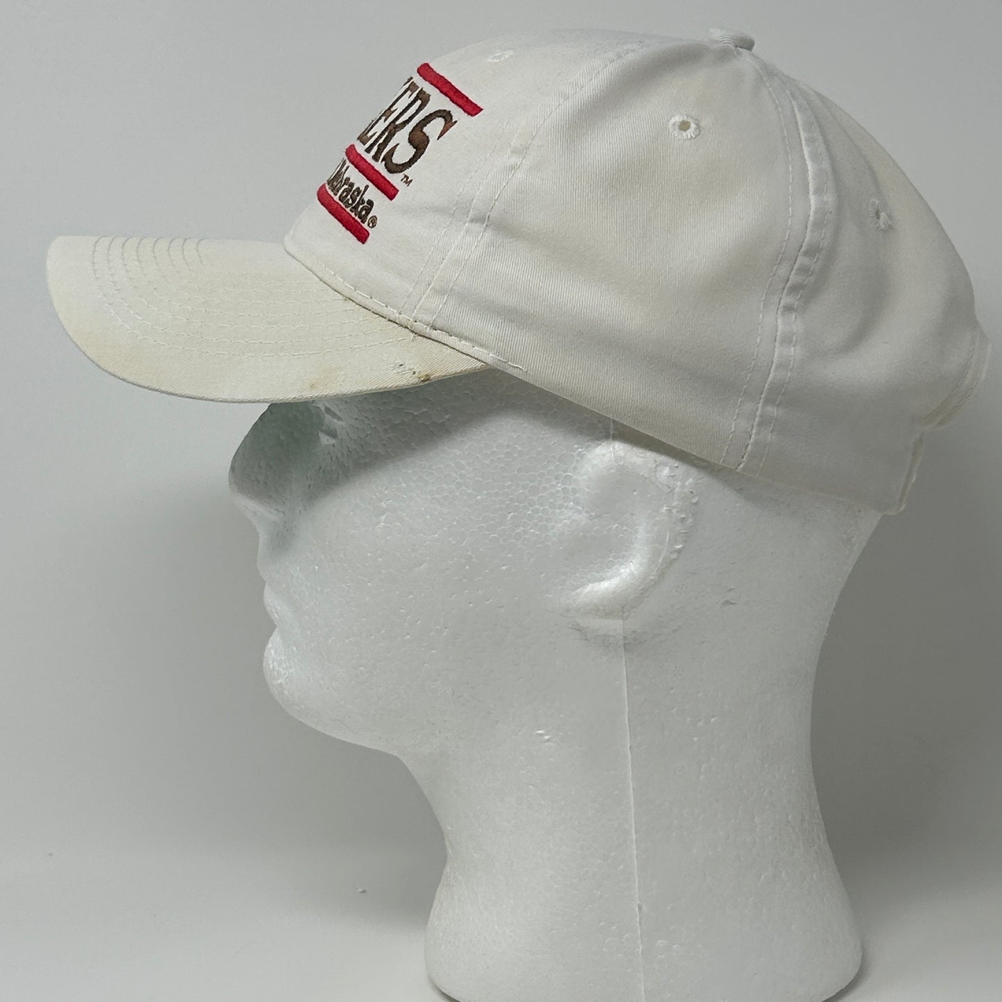 Vintage 90s Nebraska Cornhuskers Hat Cap UNL 3 Bar Line The Game Snapback White