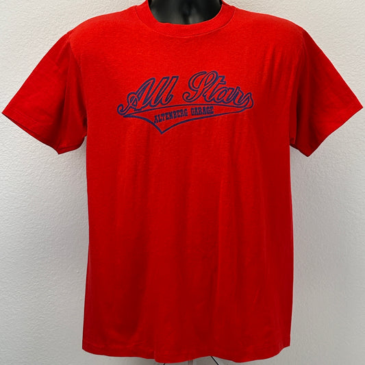 Camiseta vintage All Star Altenberg Garage para hombre, talla grande, béisbol, softbol, ​​EE. UU., color rojo