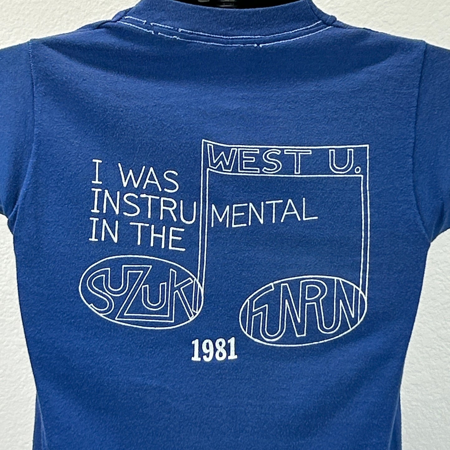 复古 West U Suzuki Fun Run T 恤 男式 X-Small West University 休斯顿 蓝色
