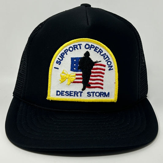 Vintage Operation Desert Storm Trucker Hat Baseball Cap Gulf War Snapback Black